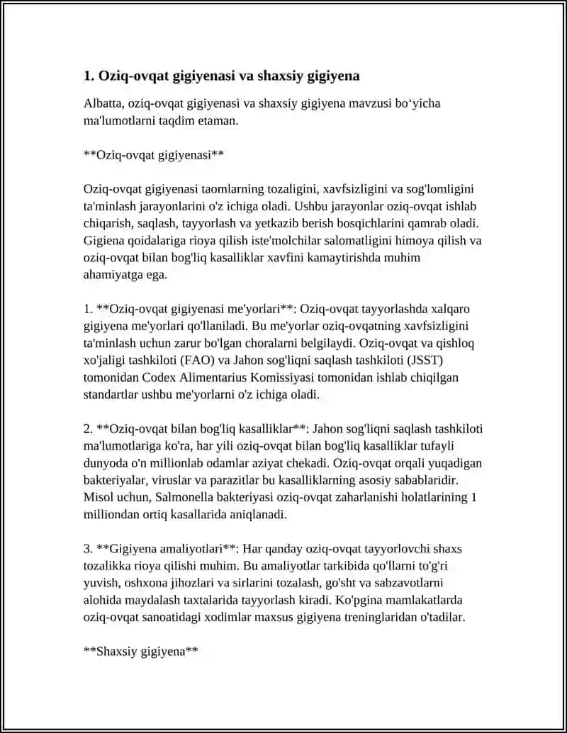 Oziq-ovqat gigiyenasi va shaxsiy gigiyena 3