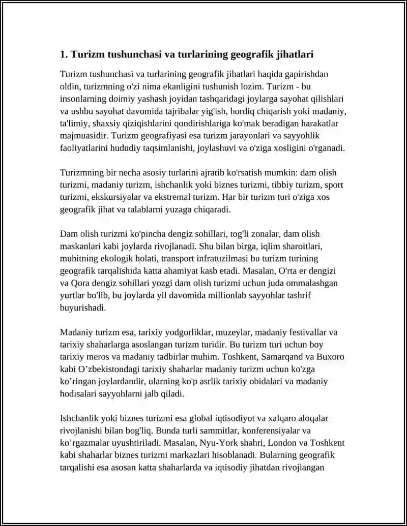 TURIZM VA REKREATSIYA HAQIDA TUSHUNCHA, ULARNING GEOGRAFIK JIHATLARI 3