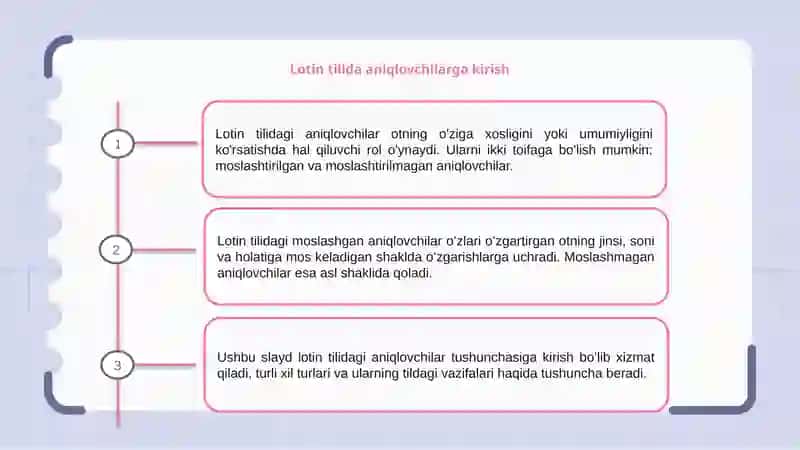 Lotin tilida aniqlovchilar 3