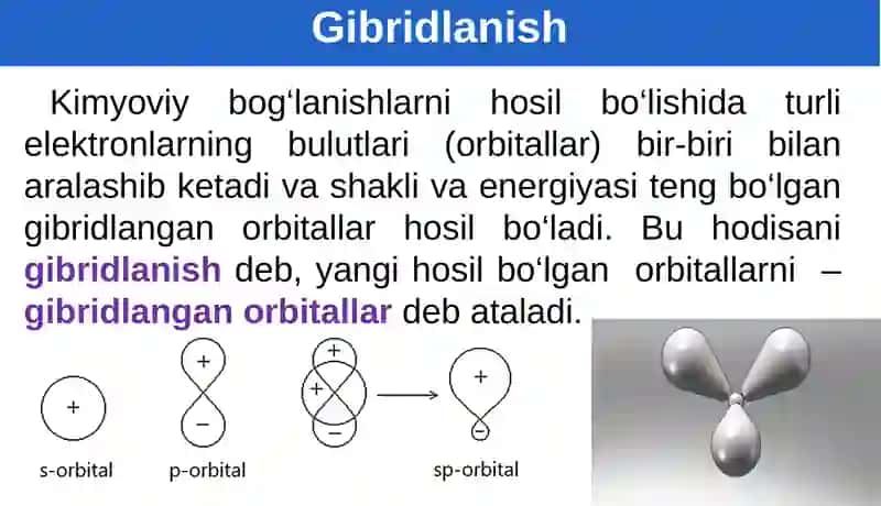 Organik birikmalarda uglerod atomining gibridlanishi 3