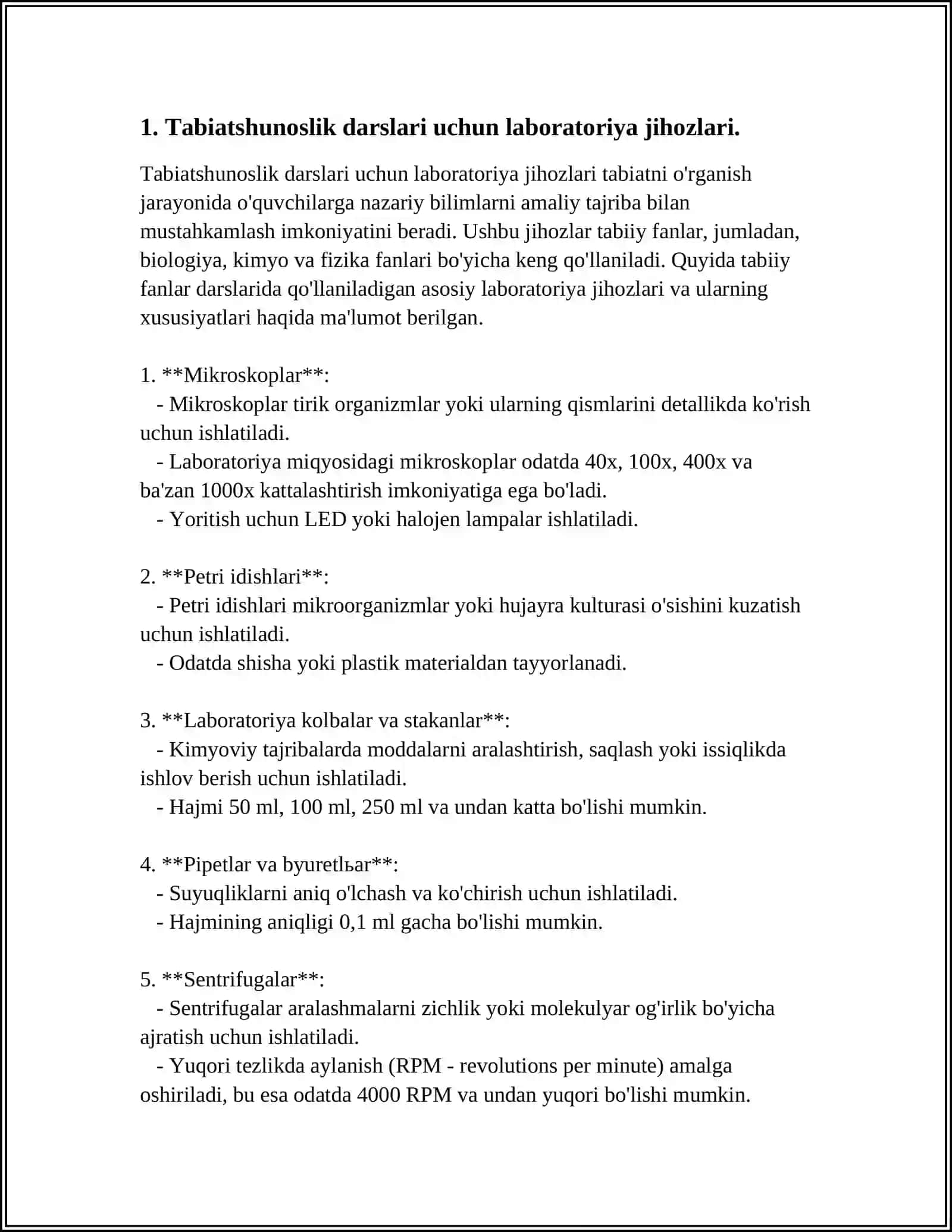 Tabiatshunoslik darslari uchun laboratoriya jihozlari 3