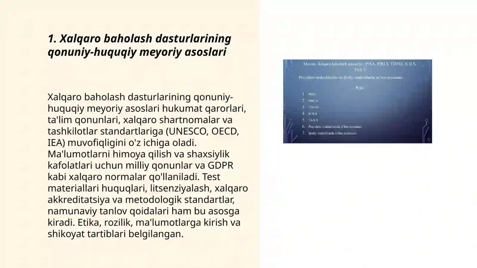 Xalqaro baholash dasturlarining meyoriy asoslari 3