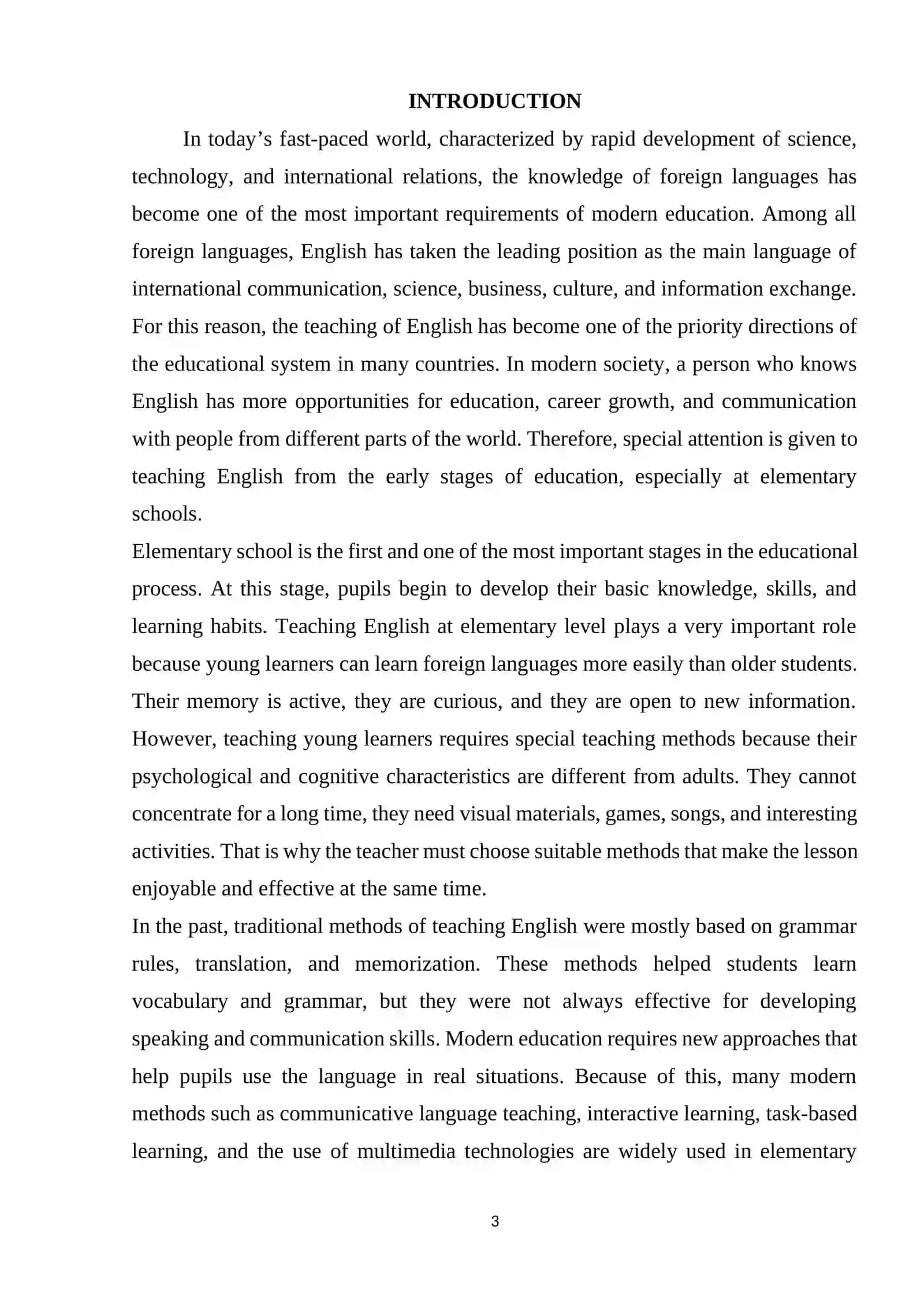 THEME: DIFFERENT METHODS OF TEACHING ENGLISH AT ELEMENTARY SCHOOLS 3