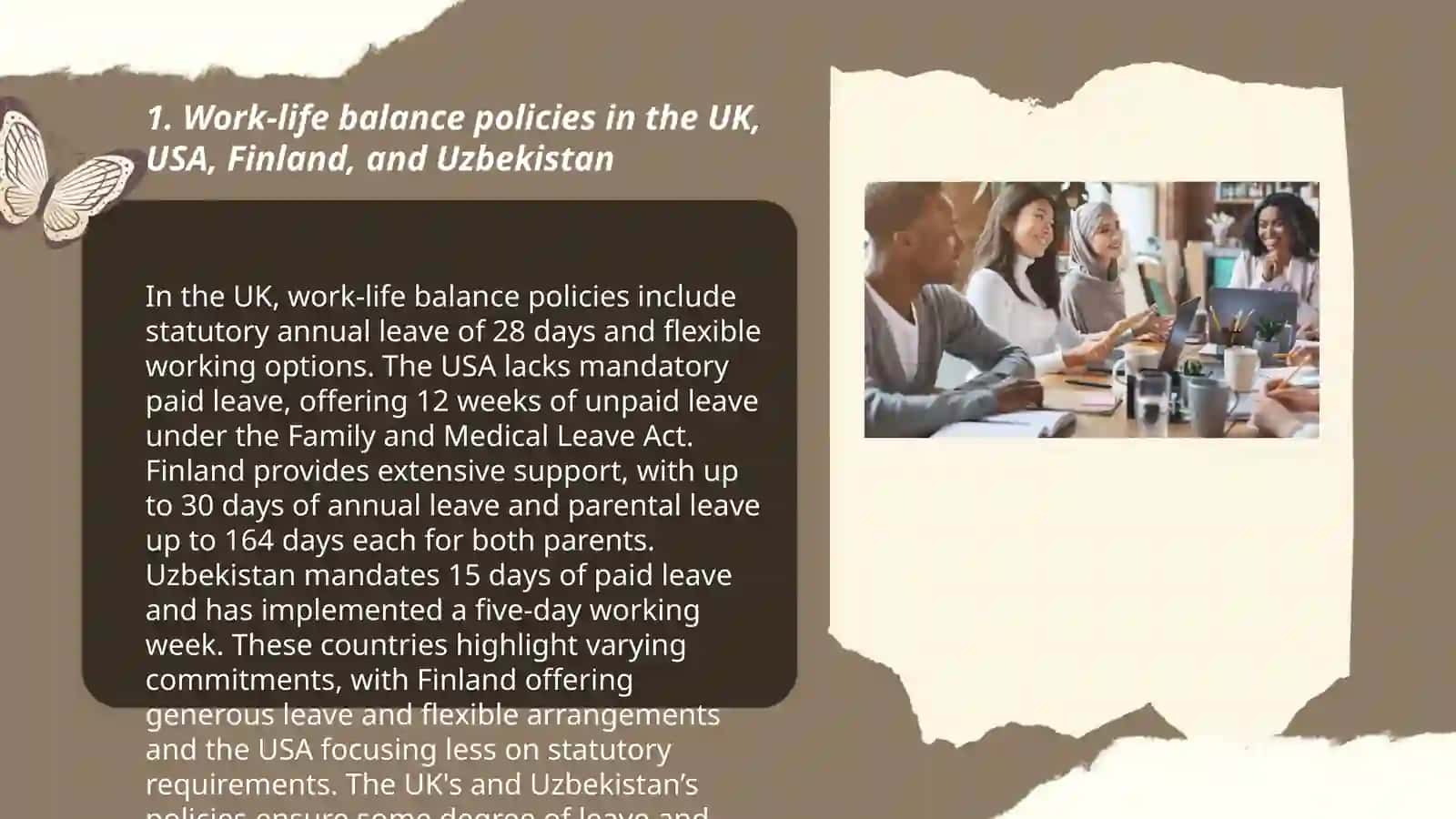Working life difference between Uk, USA, Finland and Uzbekistan 3