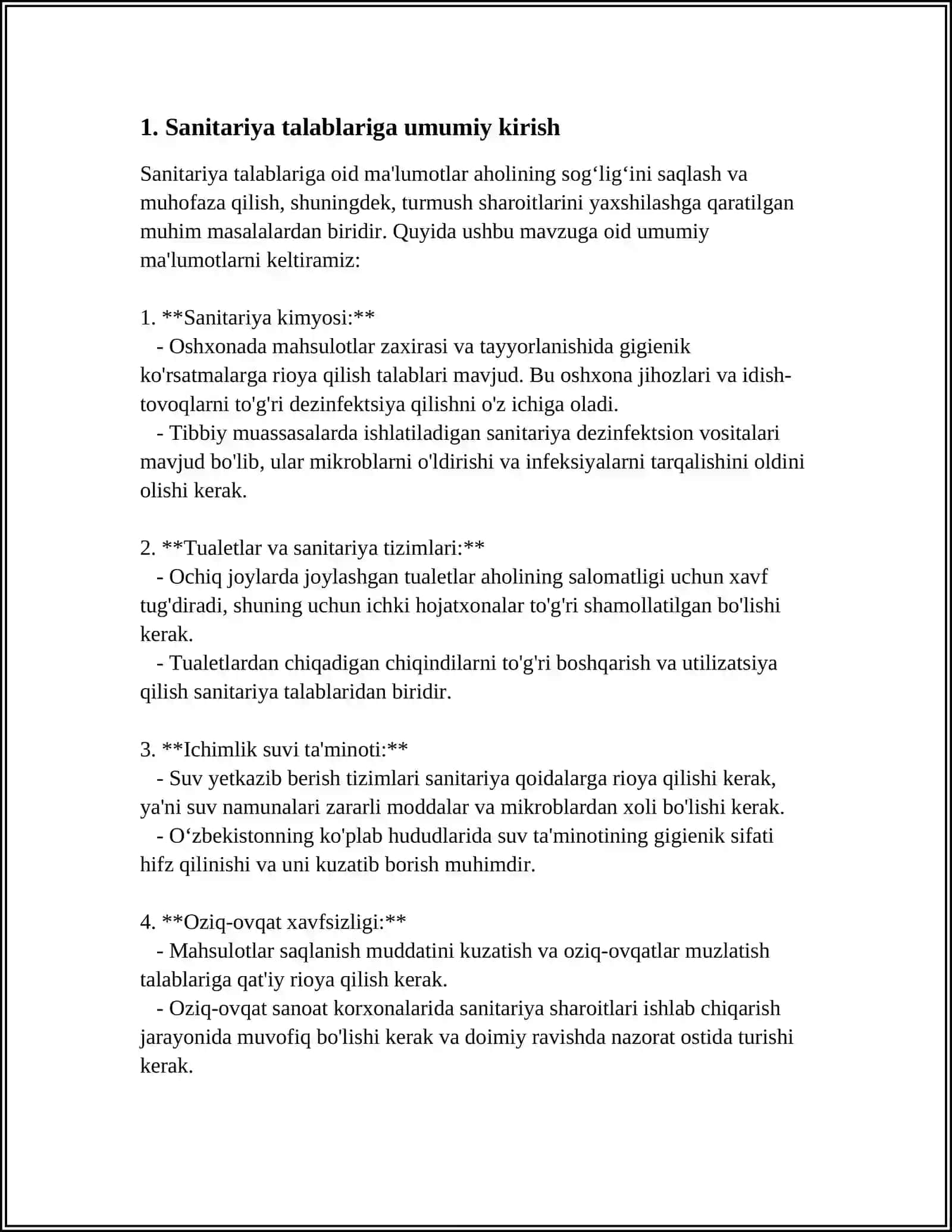 TAYYORLANGAN MAHSULOTLARNI REALIZASIYA QILISHGA QO'YILADIGON SANITARIYA TALABI 3