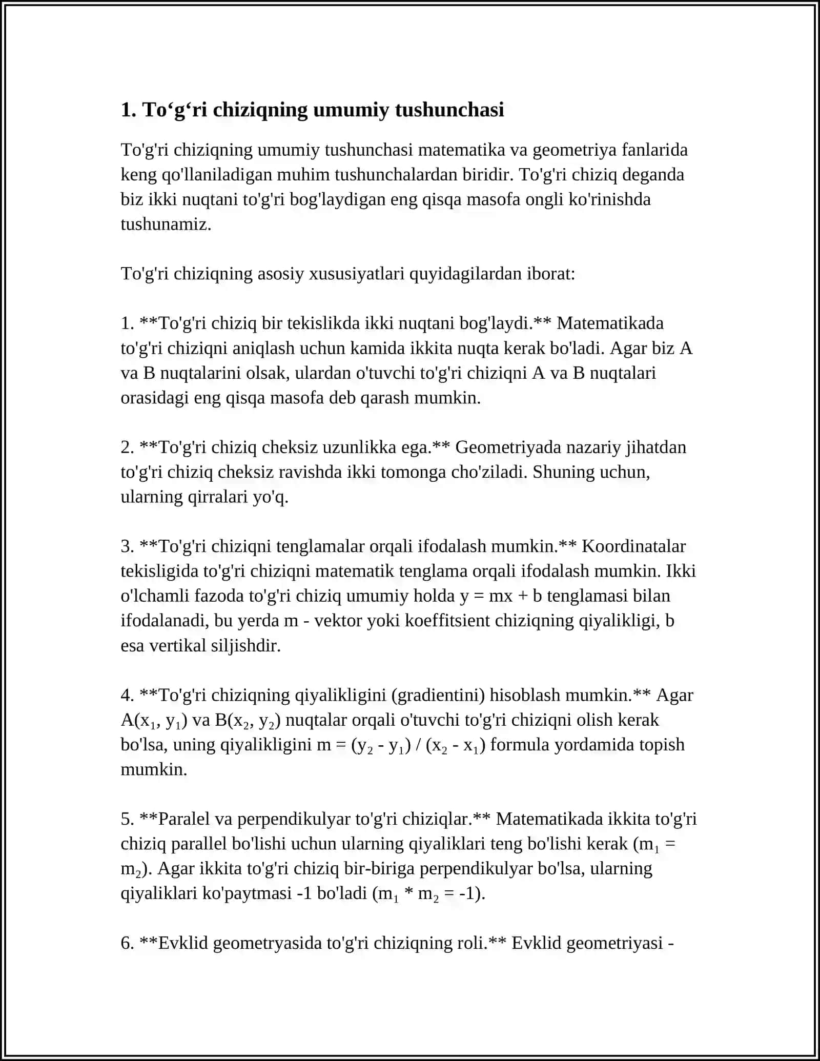 FAZODA TOʻGʻRI CHIZIQ VA UNING TENGLAMALARI 3