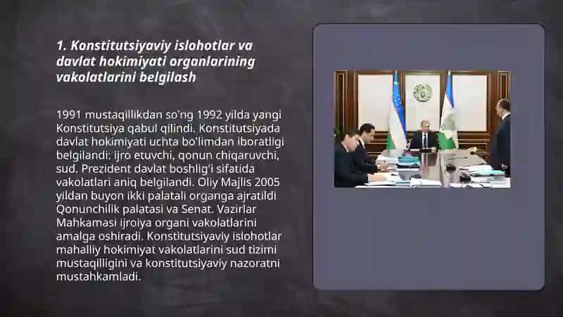 Mustaqillik yillarida davlat boshqaruvi tizimida amalga oshirilgan islohotlar 3