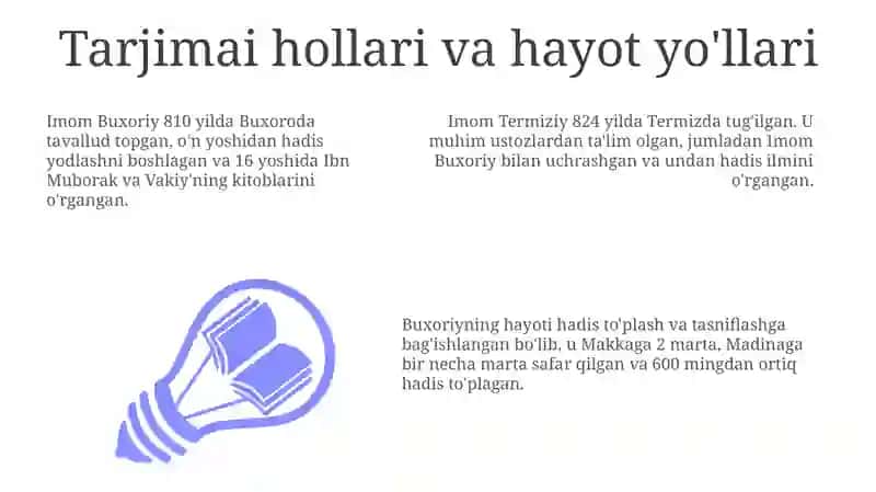 Imom Buxoriy va Imom Termiziyning hadis ilmiga qo’shgan hissalarini qiyosiy tahlili 3