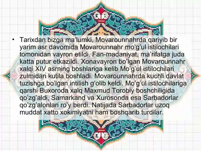 XIV-XVI asrlarda Movarounnahrda ta'lim tarbiya pedogogik fikrlar 3