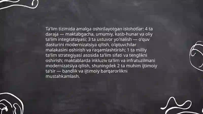 O‘zbekistonda ijtimoiy sohada amalga oshirilayotgan oʻzgarishlar mazmun va mohiyati 3