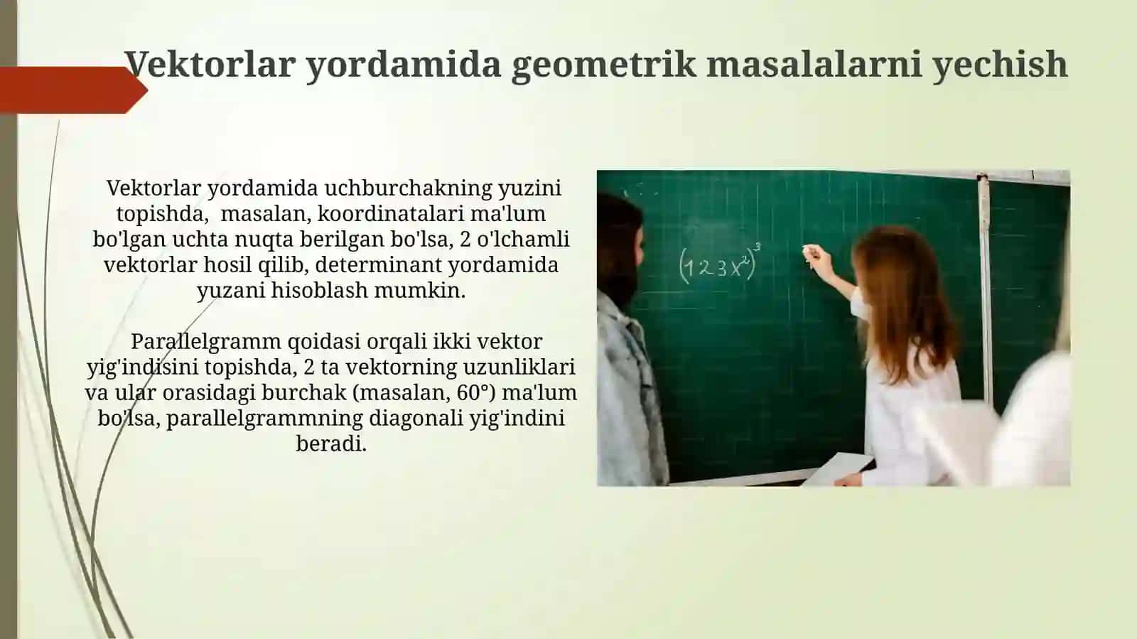 Ixtisoslashgan maktablarda tekislikda vektorlarni o'qitish metodikasi 3