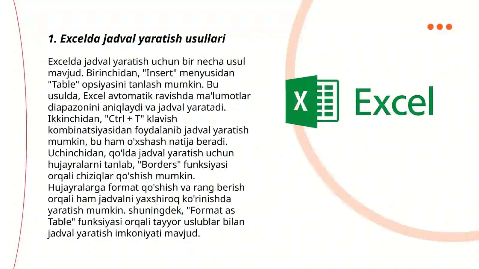 Excelda bir va ikki olchovli funksiya jadval qiymatlarini va gargiklarini qurish 3