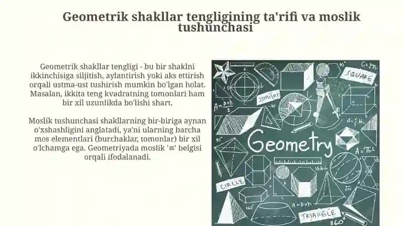 Geometrik figuralarning tengliginio’qitishmetodikasi 3