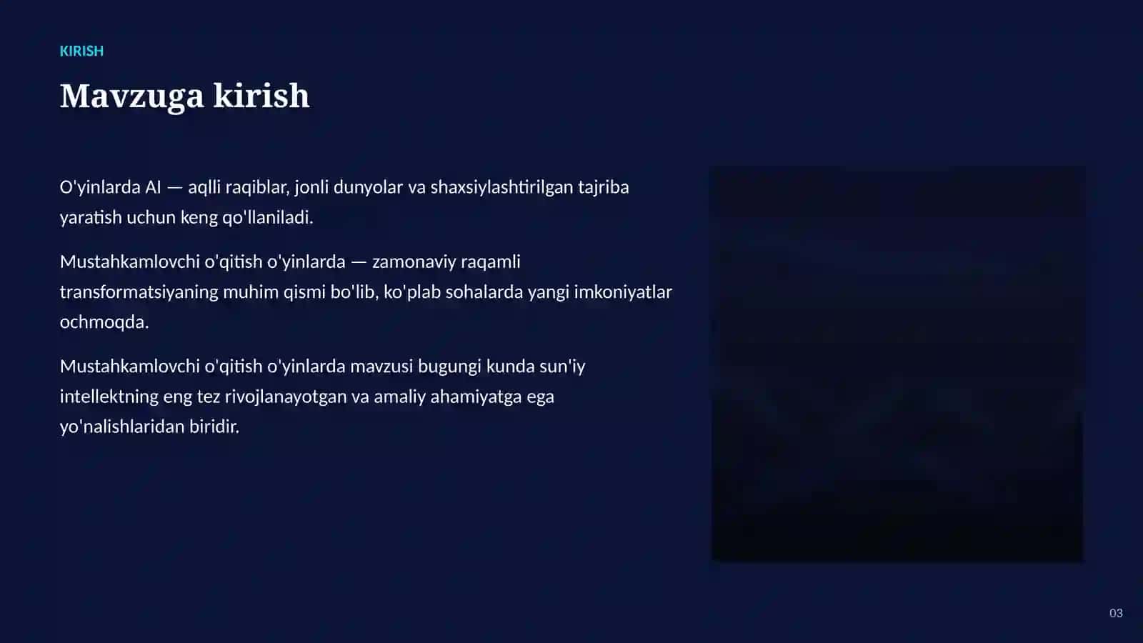 SUN'IY INTELLEKT • AI O'YINLAR VA KO'NGILOCHAR SOHADA 3