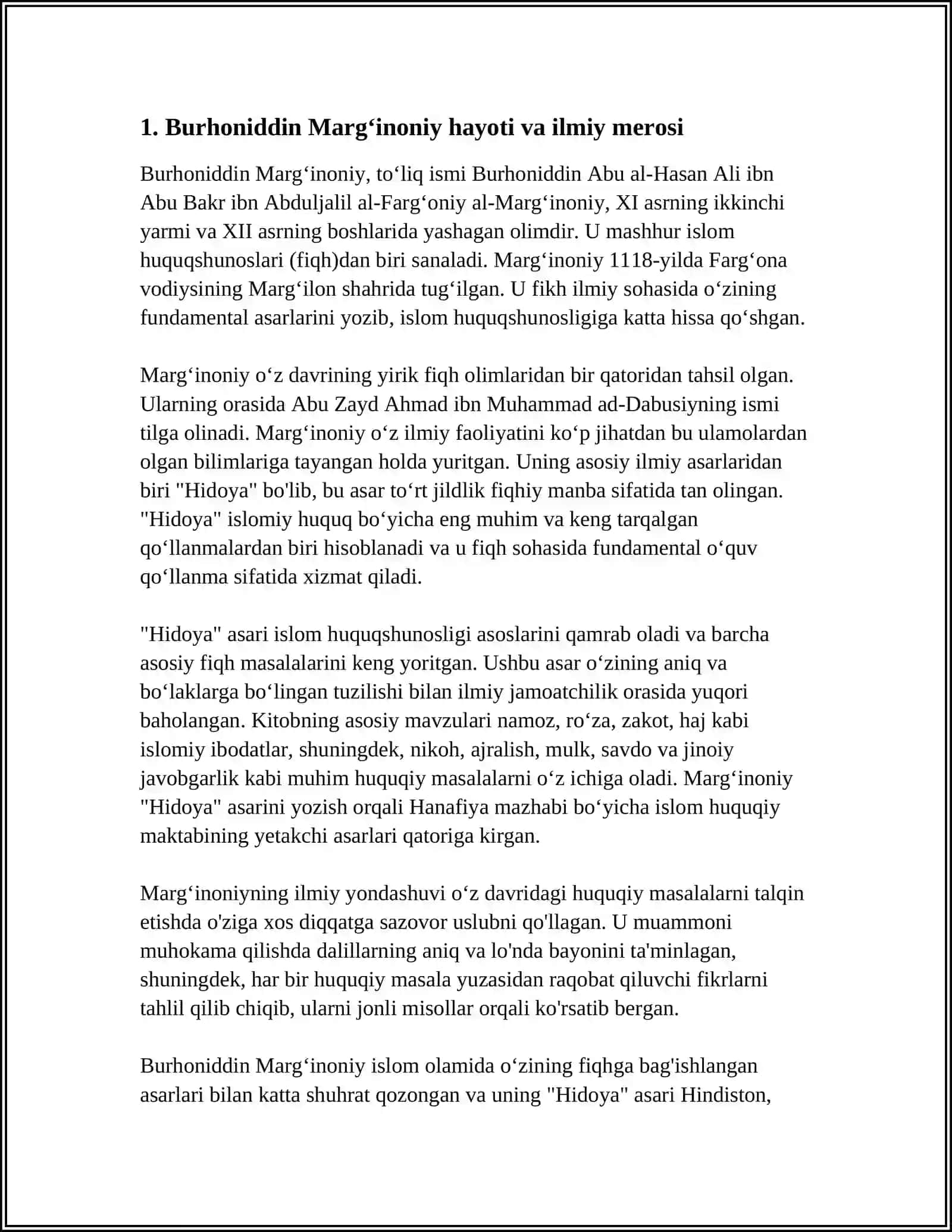 BURHONIDDIN MARG’INONIY “AL-HIDOYA” ASARINING FIQH ILMI RIVOJIDAGI AHAMIYATI 3