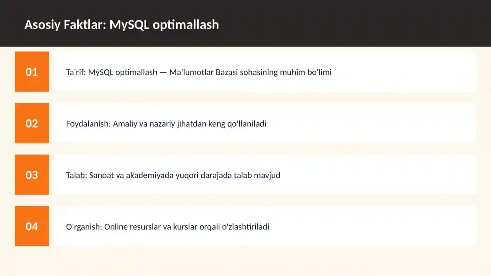MySQL optimallash 3