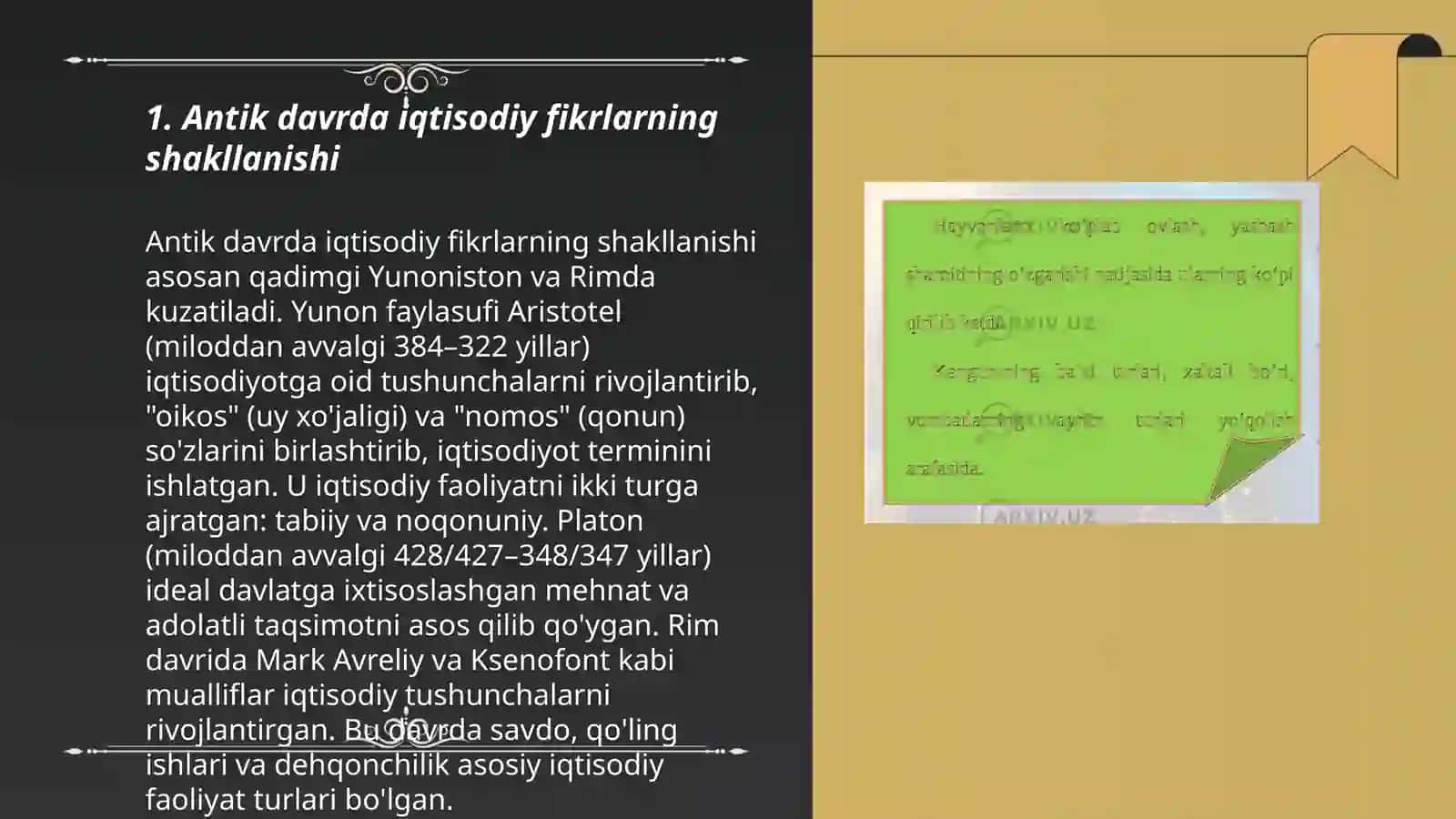Antik Dunyodagi Iqtisodiy Qarashlar, G'arbiy Yevropadagi Iqtisodiy G'oyalar, Temuriylar Davri Iqtisodiy G'oyalarining Ta'siri 3