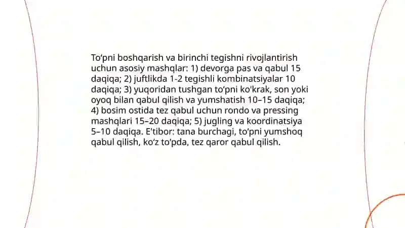 Futbol oʻyini texnikasi va taktikasini rivojlantirish 3