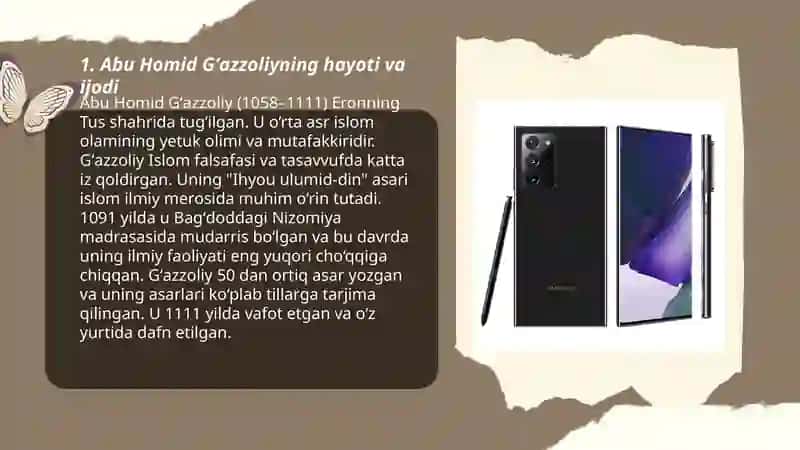 Abu Homid Gʻazzoliyning mukoshafatul qulub asari boʻyicha taqdimot tayyorlash 3