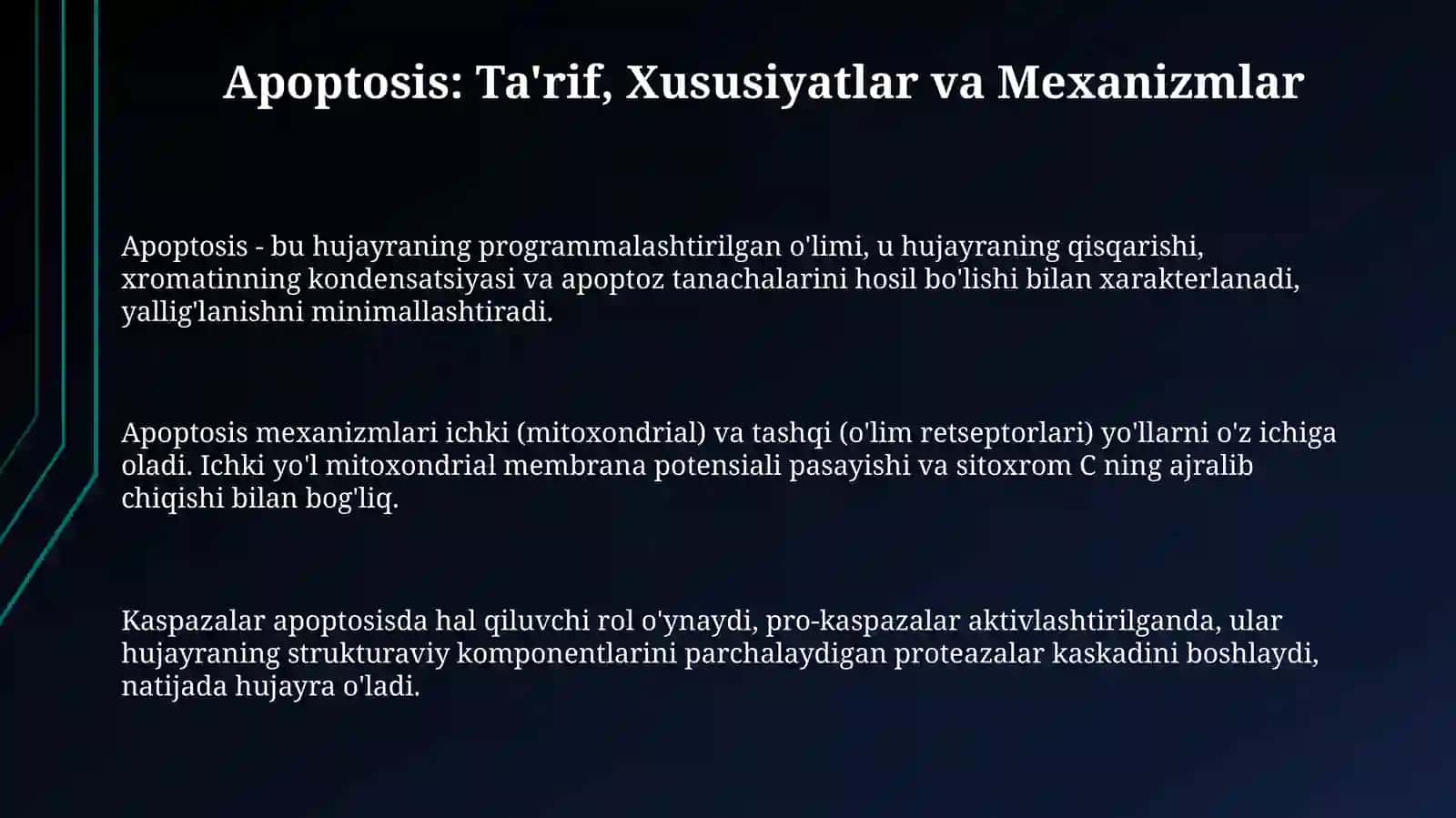 Apoptosis: Ta'rif, Mexanizmlar va Tartibga Solish 3