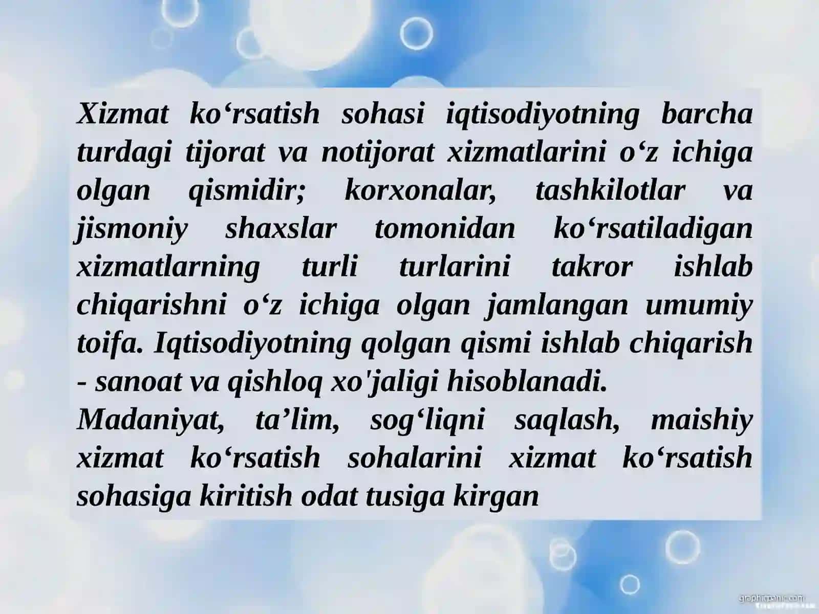 XIZMATLAR SOHASI STATISTIKASI 3