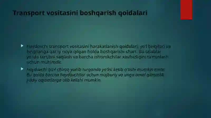 Xaydovchining majburiyatlari 3