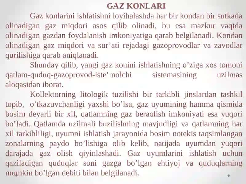 GAZ, GAZKONDENSAT KONLARI VADENGIZDAGI NEFTKONLARINI ISHLATISH 3
