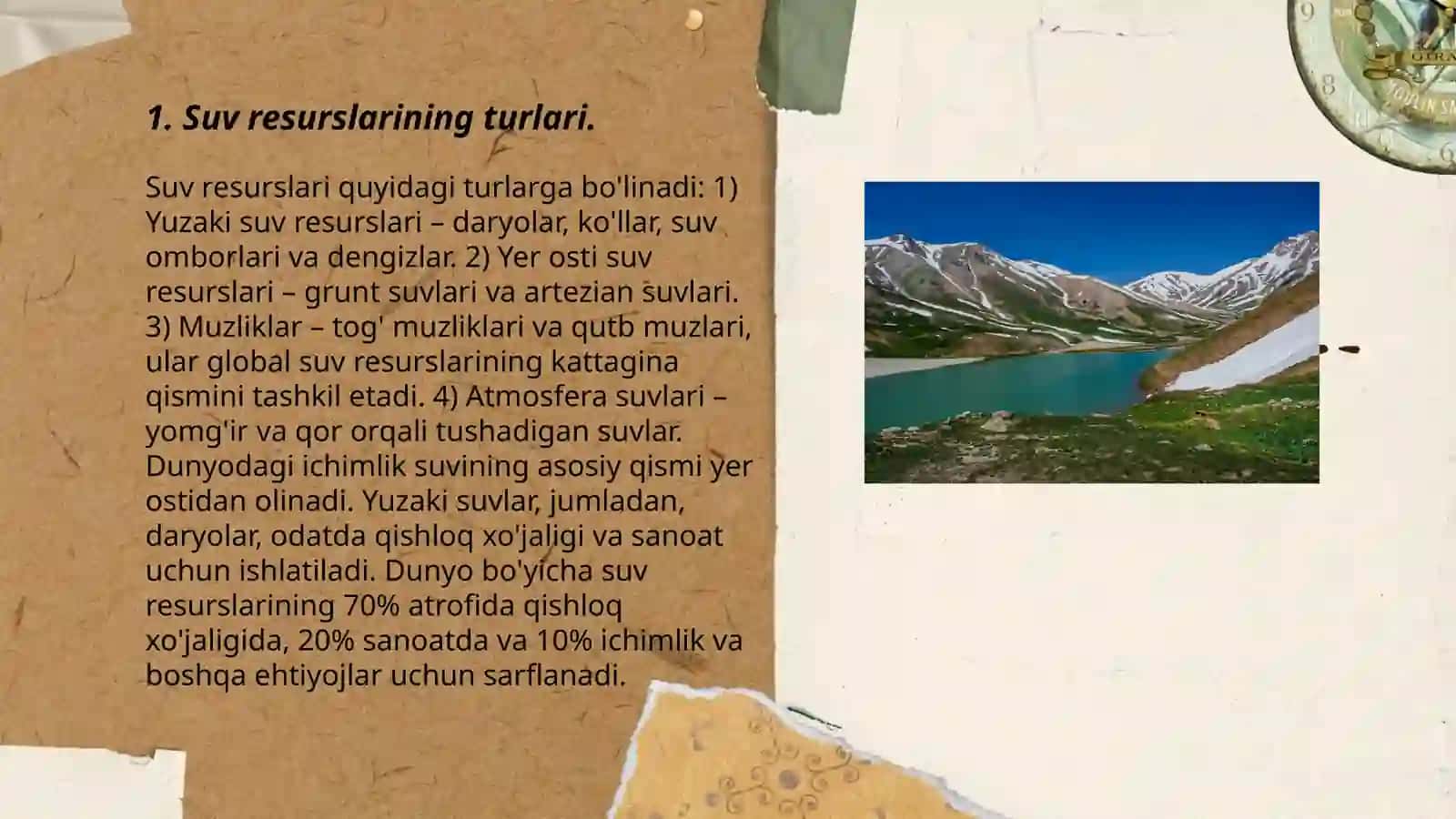 Suv resurslari, ulardan foydalanish va muhofaza qilish 3