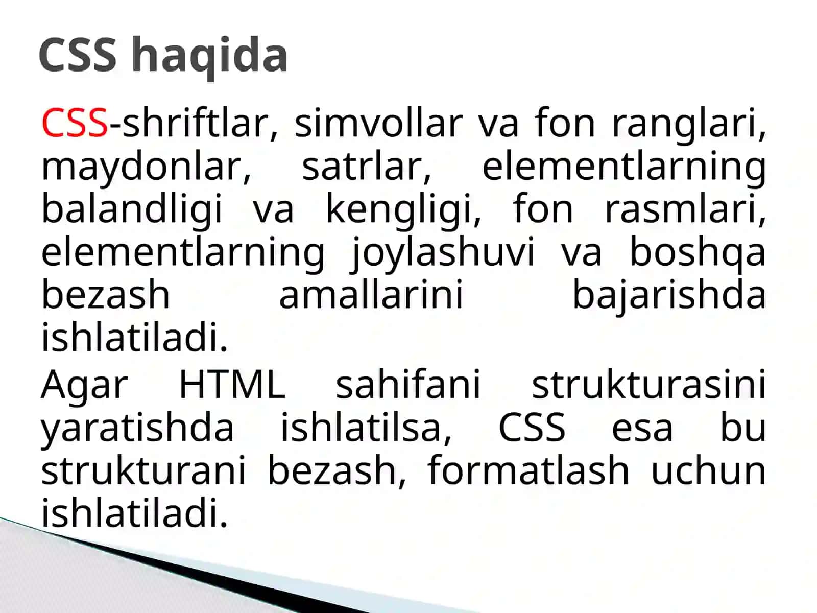 CSS haqida asosiy tushunchalar 3
