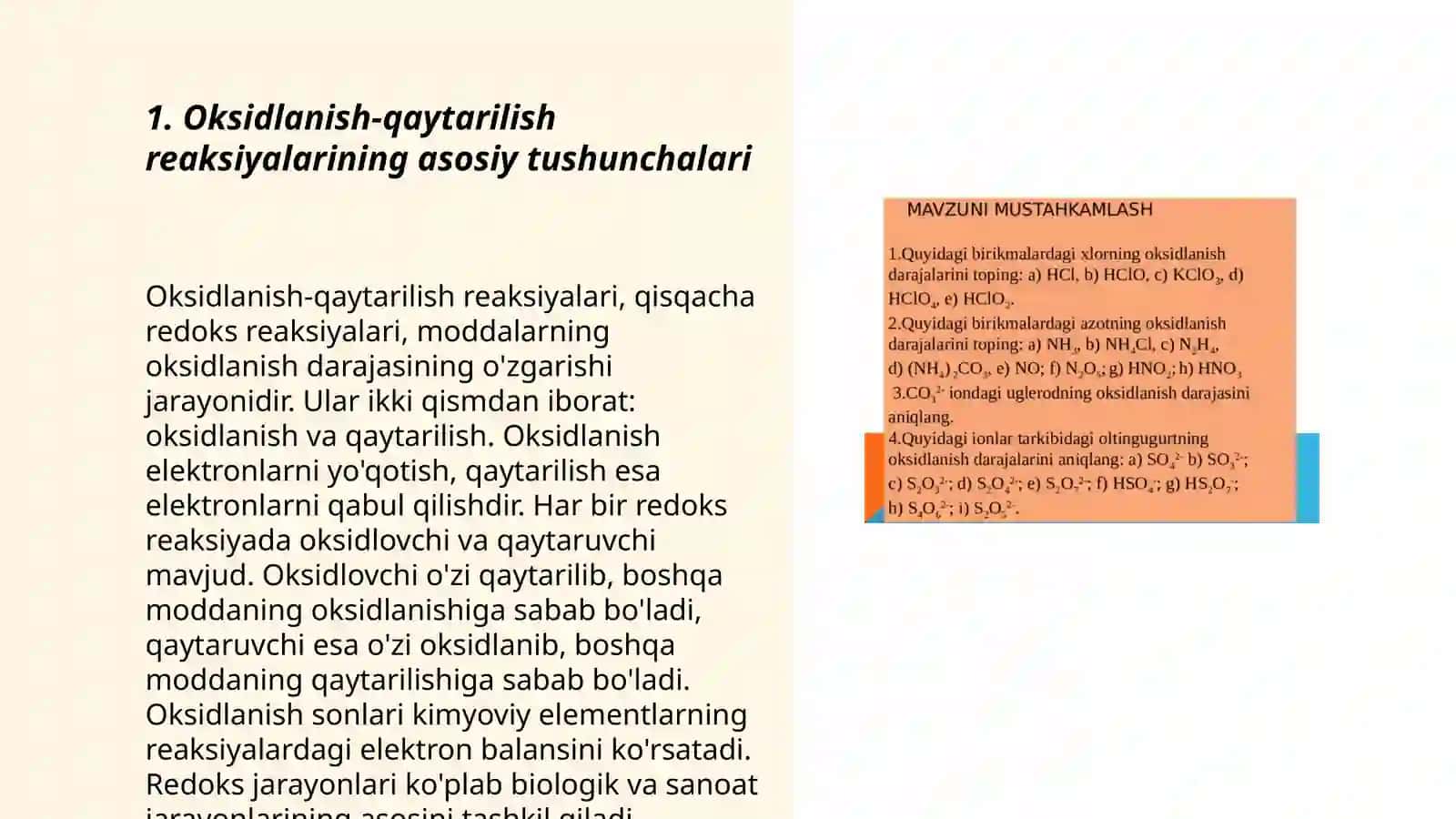 Oksidlanish-qaytarilish reaksiyalarini tuzish 3