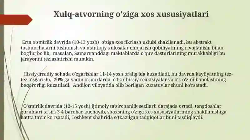 Xulq-atvorning o'ziga xos xususiyatlari 3