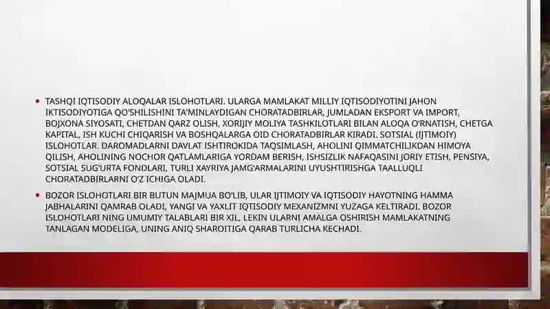 O‘ZBEKISTONDA BOZOR ISLOHOTLARINI AMALGA OSHIRISH VA UNING ASOSIY YO‘ NALISHLARI 3