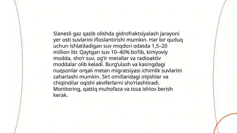 Slanesli gaz ishlab chiqarish loyihalarining ekologik tahdidi 3