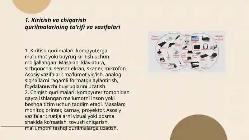 Kiritish va chiqarish qurilmalarining ta'rifi va vazifalari 3