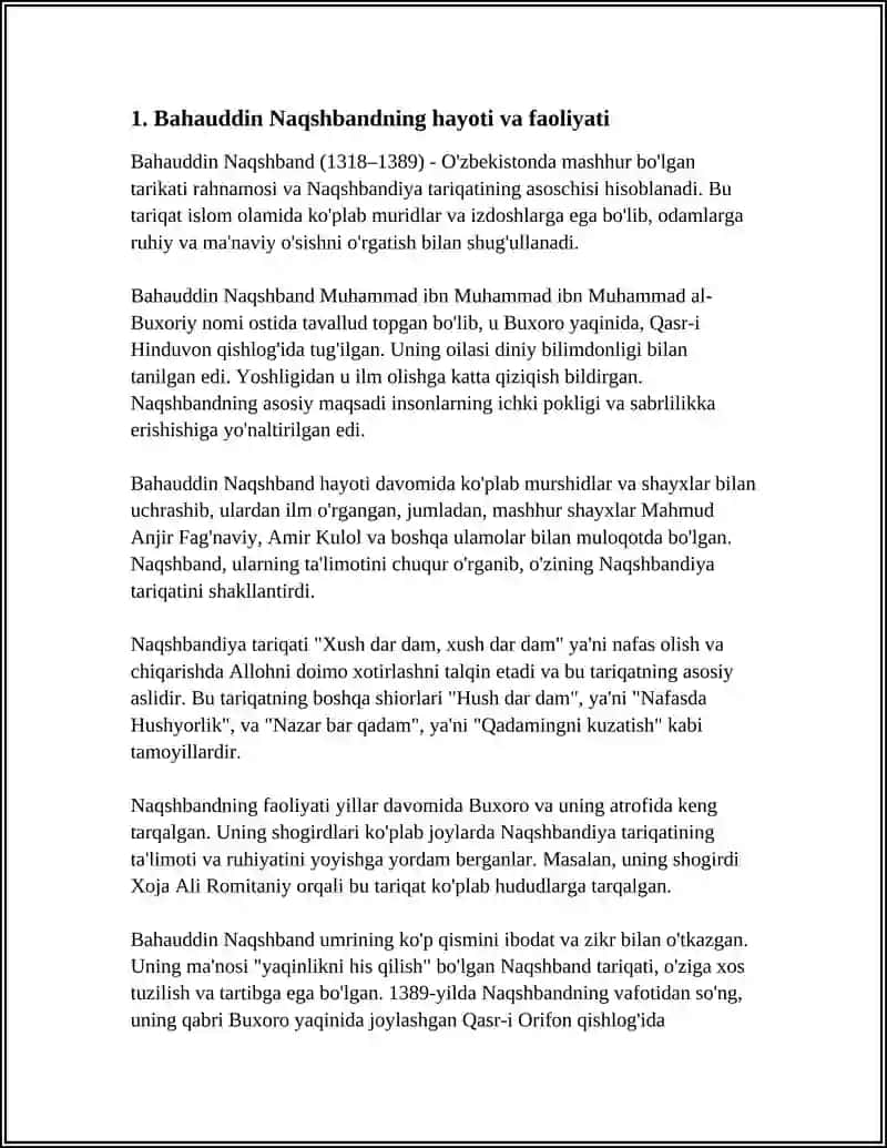 BAHOUDDIN NAQSHBANDNING ISLOM DINIGA QOʻSHGAN HISSASI 3