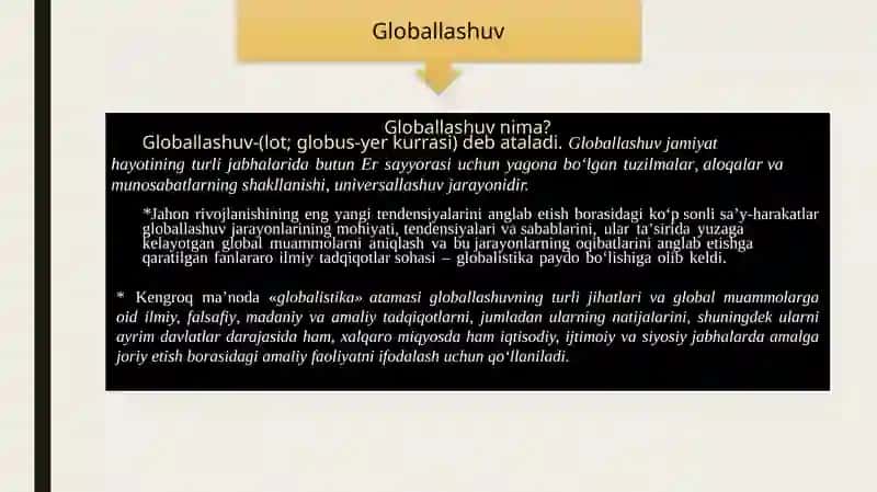 Globallashuv Globalistika va Barqaror taraqqiyot jarayonlarining mohiyati 3