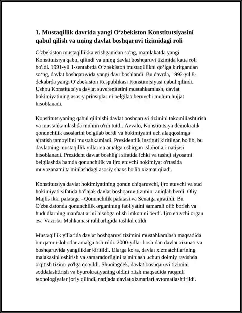 MUSTAQILLIK YILLARIDA DAVLAT BOSHQARUVI TIZIMIDA AMALGA OSHIRILGAN ISLOHOTLAR 3