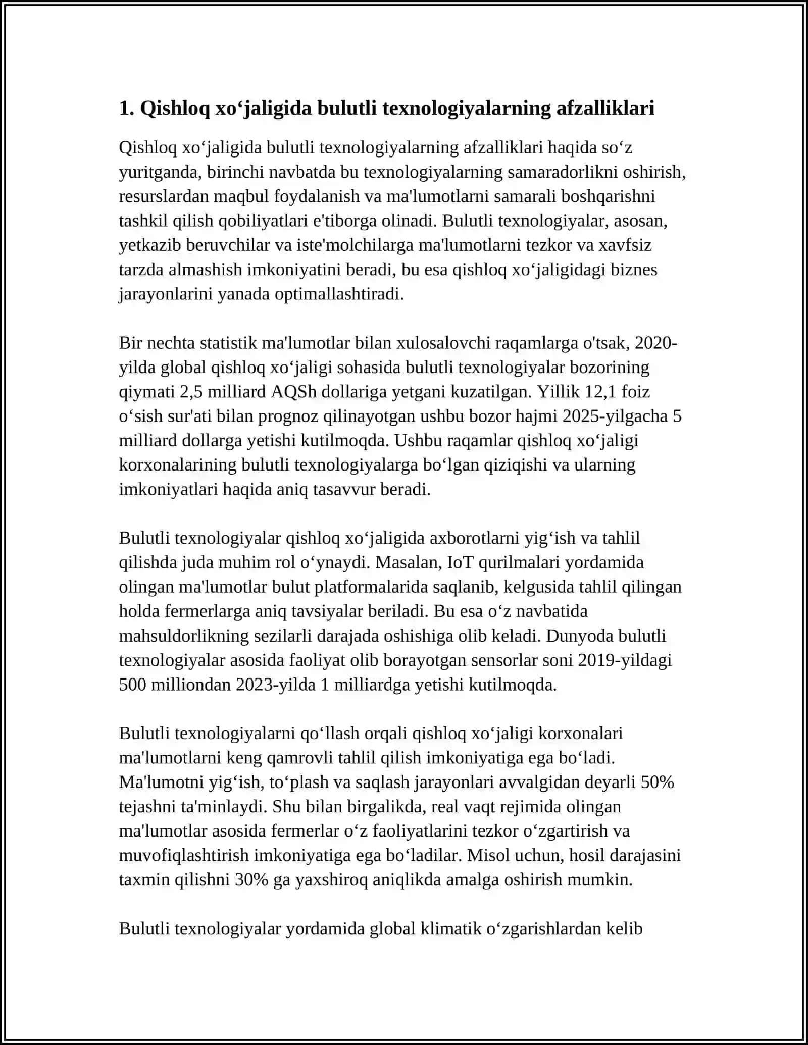 QISHLOQ XOʻJALIGIDA BULUTLI TEXNALOGIYALARDAN FOYDALANISH 3