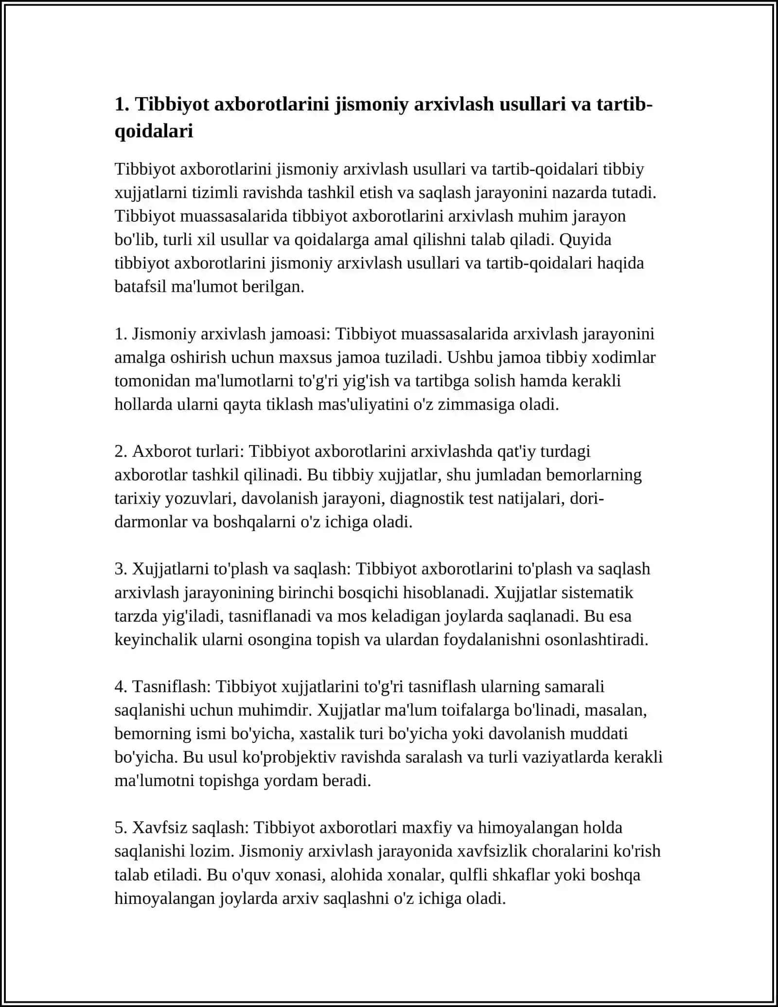 TIBBIYOT AXBAROTLARINI ARXIVLASH USULLARI 3