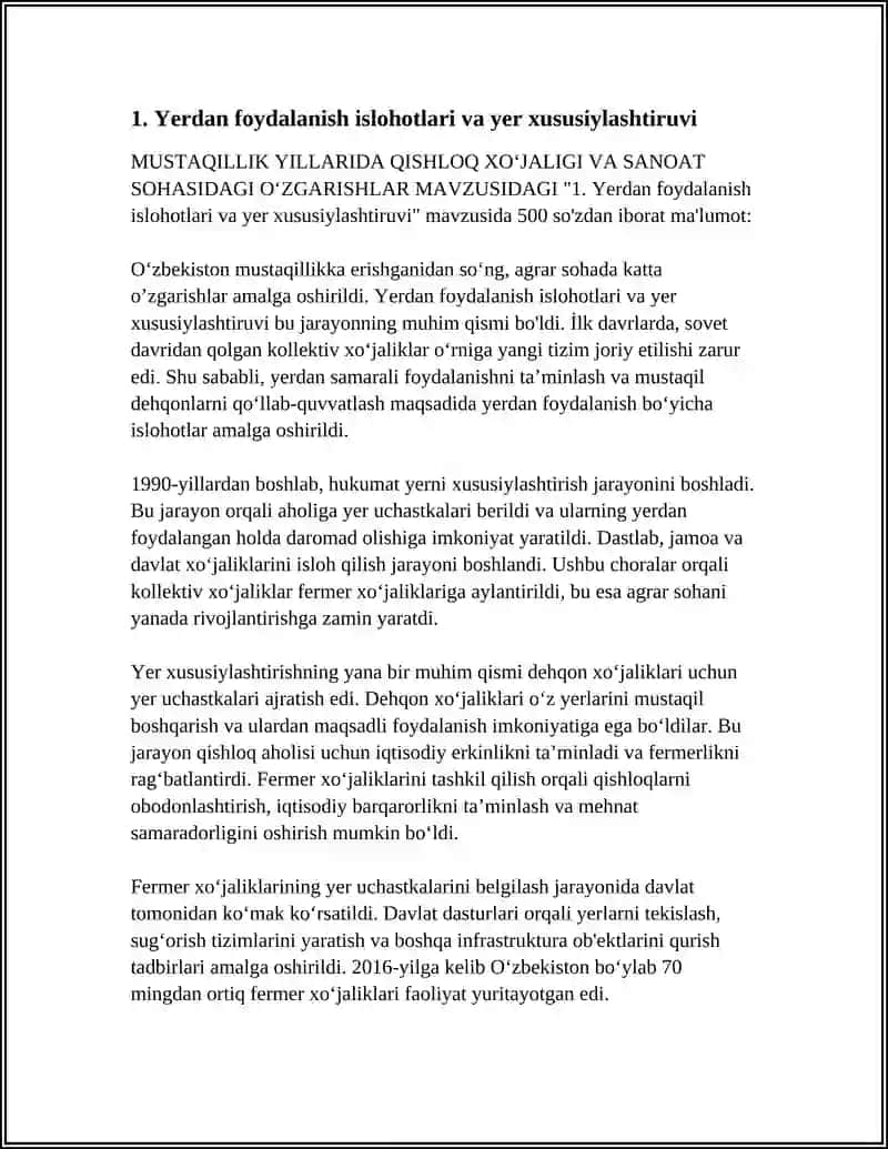 MUSTAQILLIK YILLARIDA QISHLOQ XOʻJALIGI VA SANOAT SOHASIDAGI OʻZGARISHLAR 3