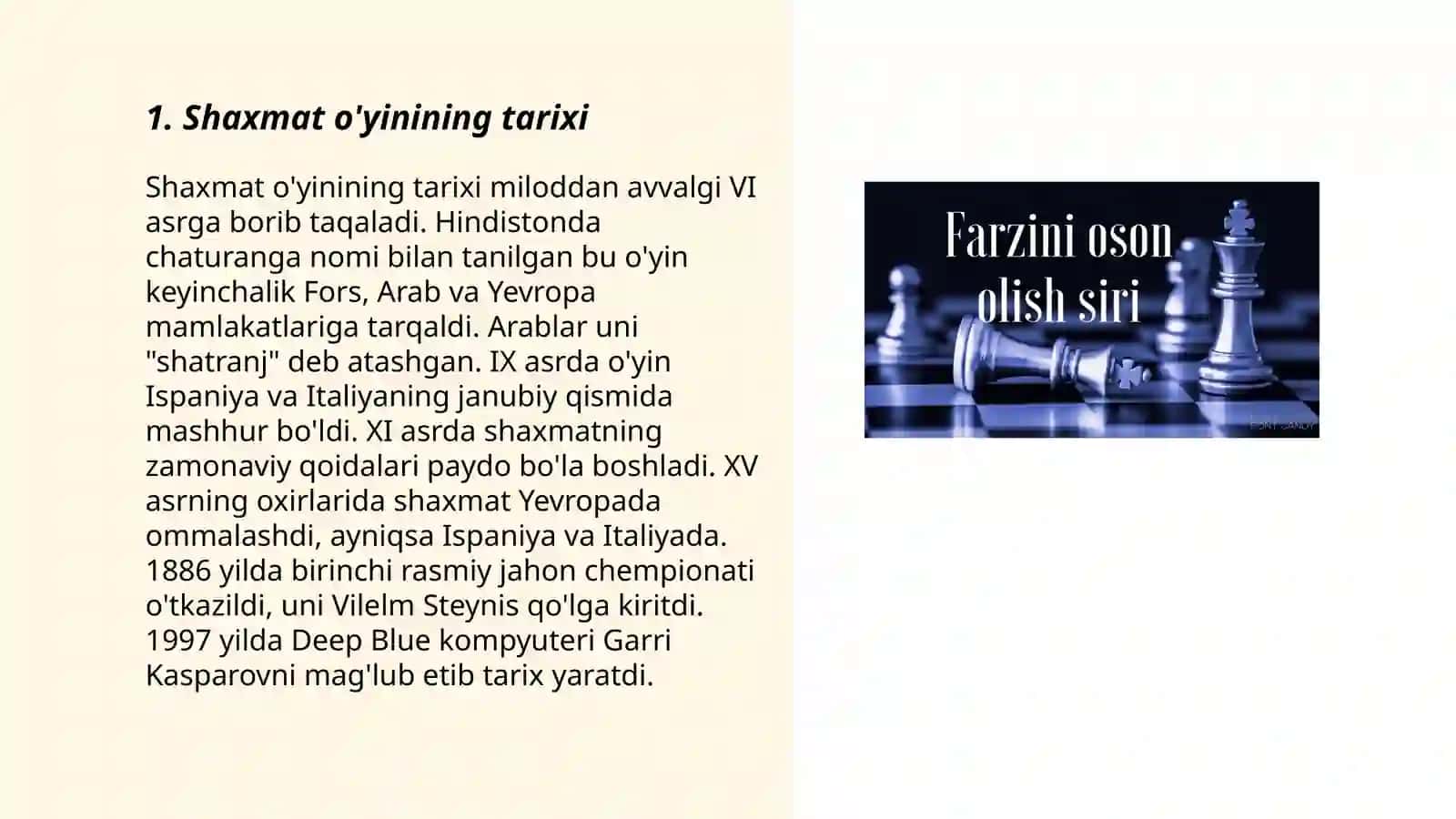 Shaxmat o’yinining tarixi va qoidabozligi 3