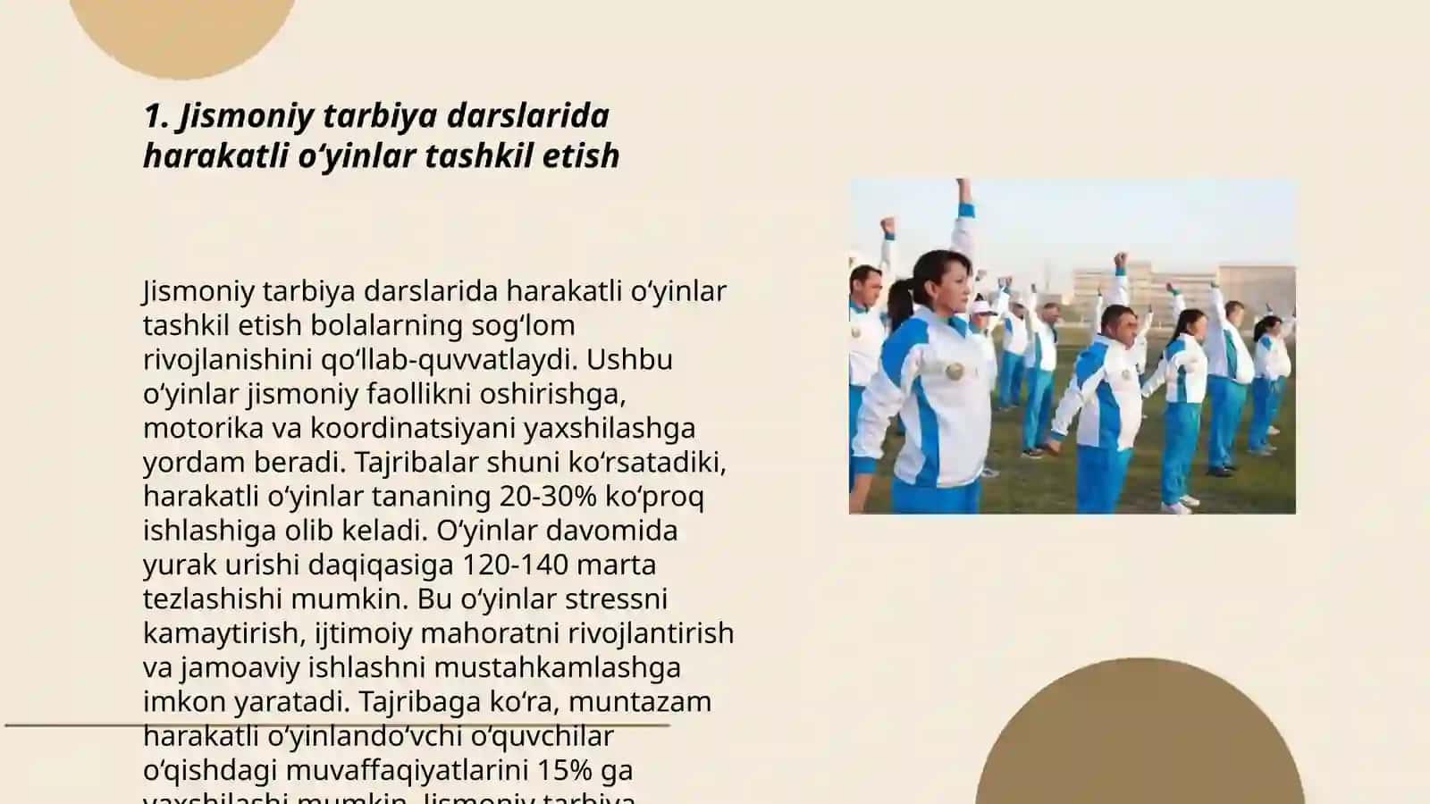 Jismoniy tarbiya darslarida oʻquvchilar faoilyatini tashkil etish usullari 3
