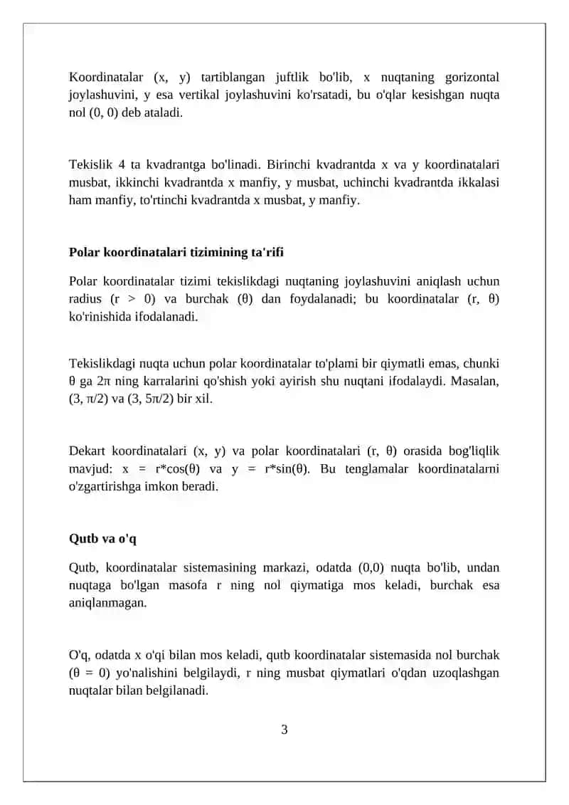 Tekislikda qutb koordinatalar sistemasi 3
