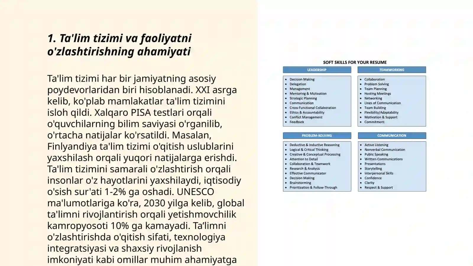Faoliyatning o'zlashtirilishi va malakalarni egallash 3