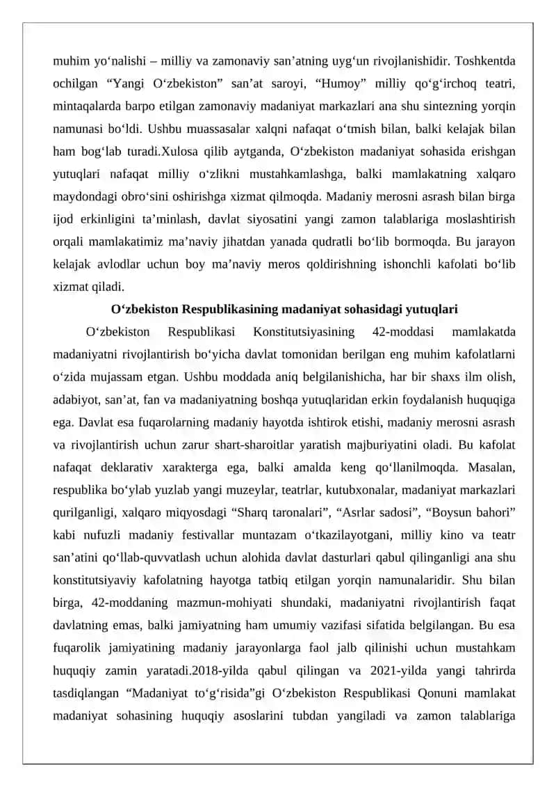 O‘zbekistonning madaniyat sohasidagi yutuqlari 3