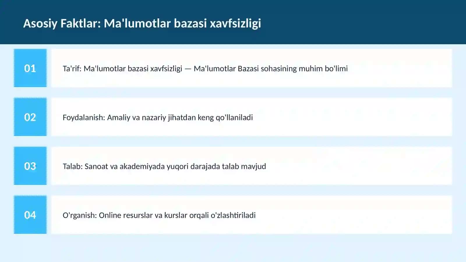 Ma'lumotlar bazasi xavfsizligi 3