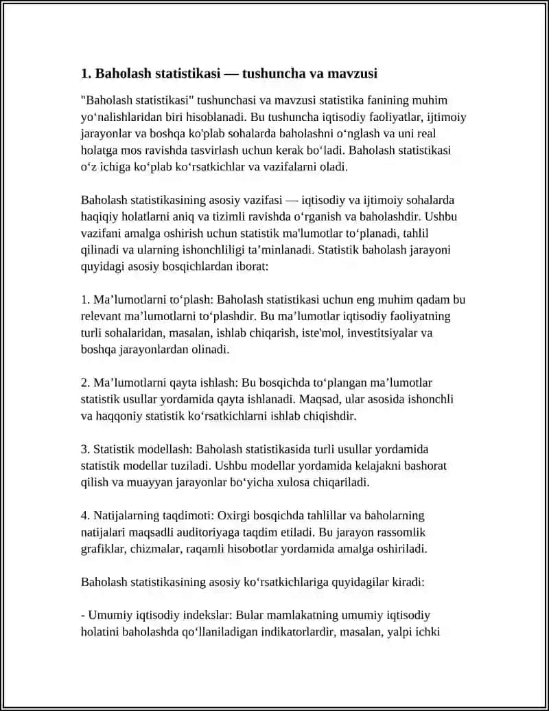 BAHO STATISTIKASI, UNING ASOSIY VAZIFALARI VA KO'RSATKICHLARI 3