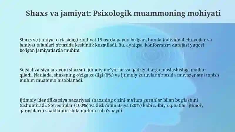 Shaxs va jamiyat: Psixologik muammoning mohiyati 3