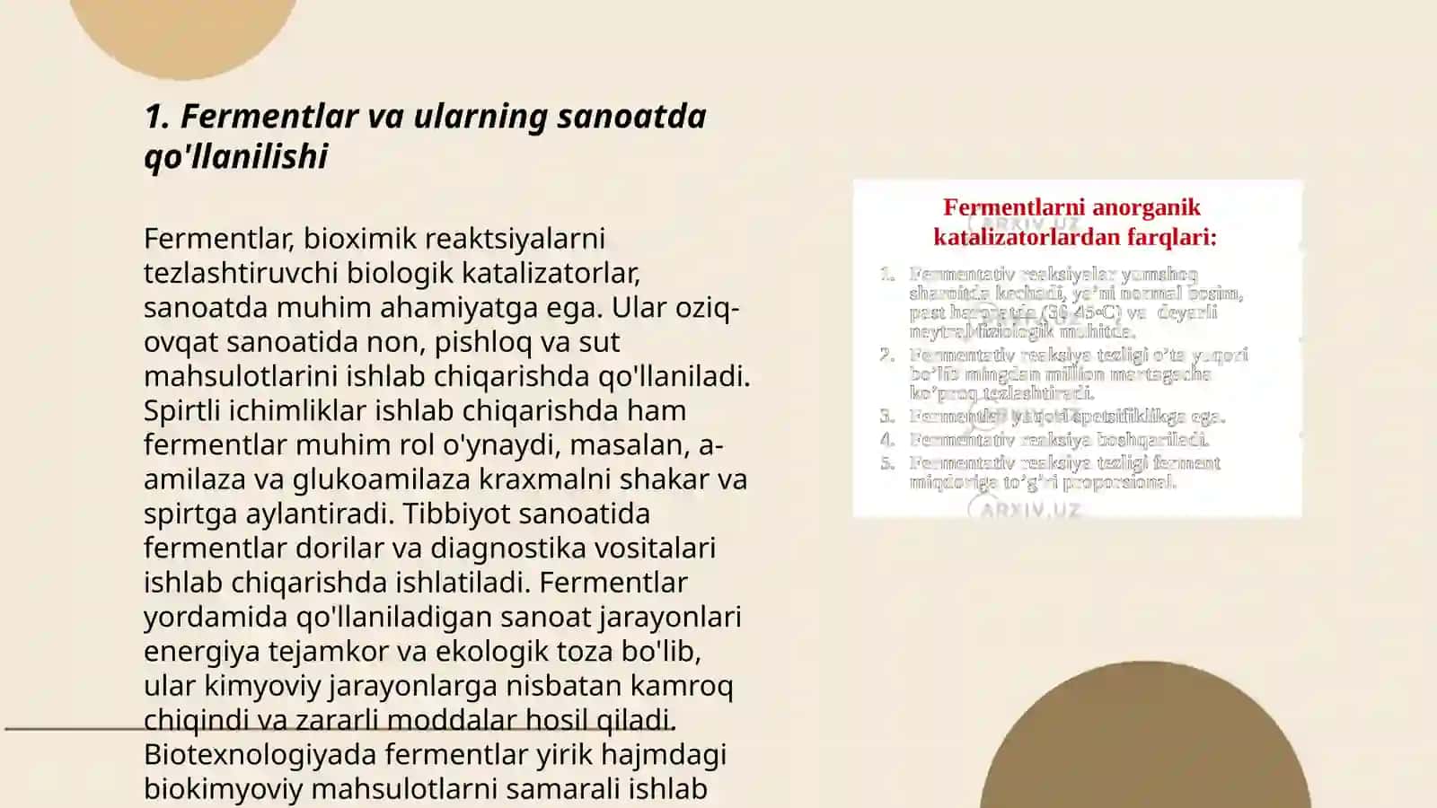 Fermentlar. Ayrim sanoat materiallarining fermentlar taʼsirida yemirilishi 3