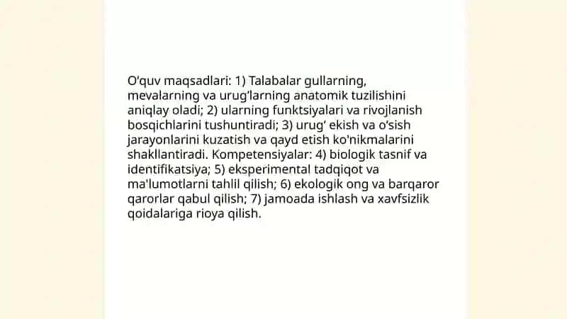 Gul meva va urugʻlar mavzusini oʻrganish metodikasi 3